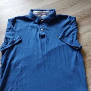 Tommy Hilfiger, Blue Polo Shirt for Men. Large Size